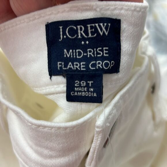 J. Crew Factory BP363 Tall Mid-rise Flare Crop signature stretch white jeans 29 - Picture 9 of 12